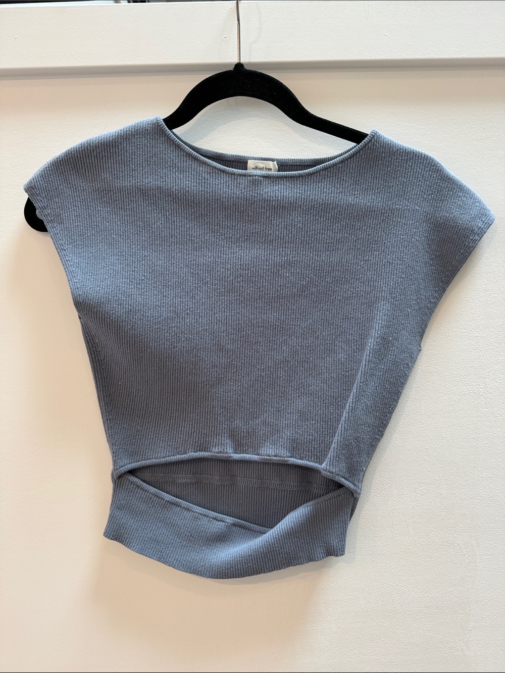 Wilfred Ribbed Crop Top in Slate Blue